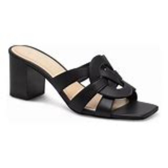NIB- COACH NIKKI LEATHER BLACK SANDALS - Picture 1 of 8